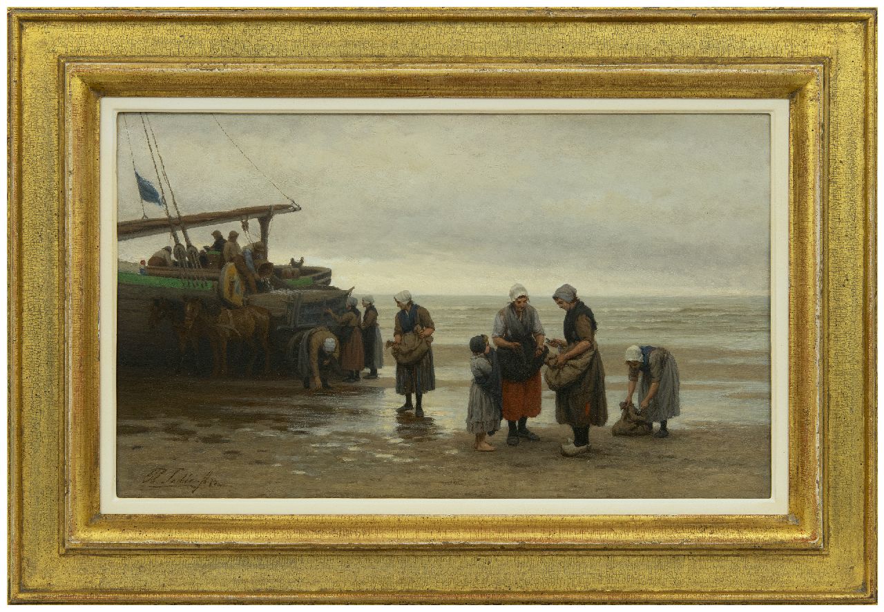 Sadée P.L.J.F.  | Philip Lodewijk Jacob Frederik Sadée | Gemälde zum Verkauf angeboten | Fisch für die Armen, Öl auf Holz 31,3 x 52,0 cm, Unterzeichnet u.l. und datiert '73