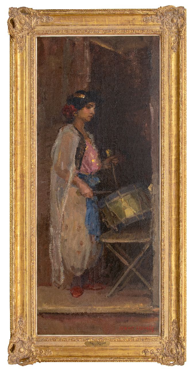 Israels I.L.  | 'Isaac' Lazarus Israels, Die Schlagzeugerin, Öl auf Leinwand 181,0 x 75,0 cm, Unterzeichnet u.r. und zu datieren um 1909