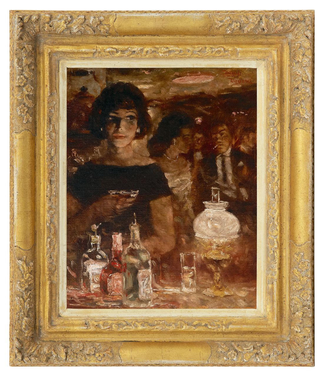 Meyer-Wiegand R.D.  | Rolf Dieter Meyer-Wiegand, Cocktail an der Bar, Öl auf Holz 30,0 x 24,0 cm, Unterzeichnet o.r.
