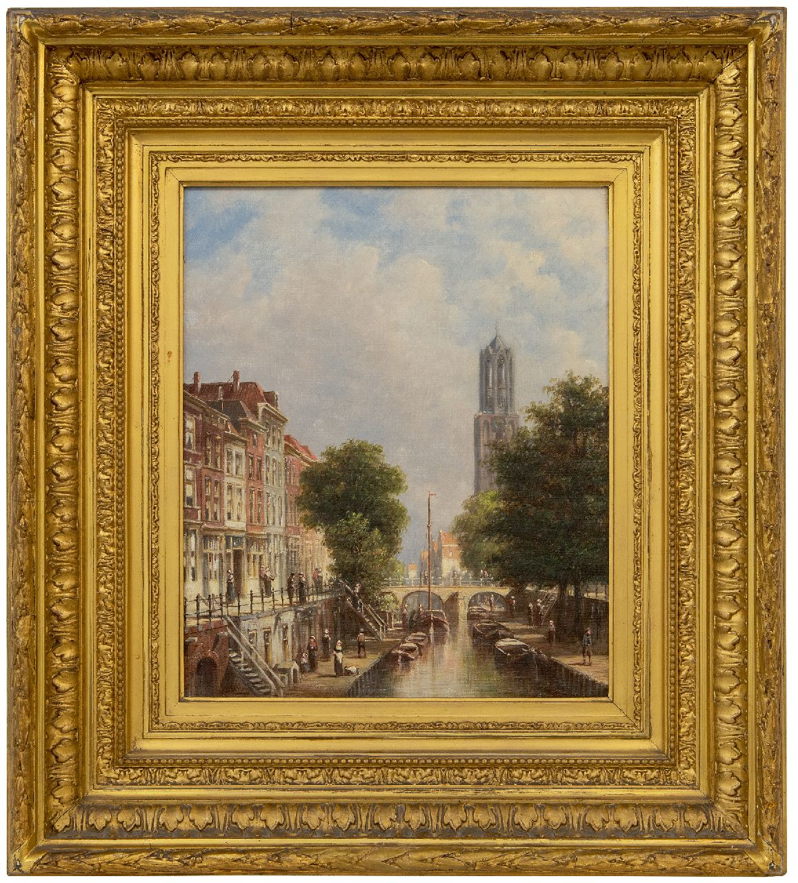 Vertin P.G.  | Petrus Gerardus Vertin, Stadtansicht mit dem Domturm von Utrecht, Öl auf Leinwand 34,1 x 28,6 cm, Unterzeichnet u.l.