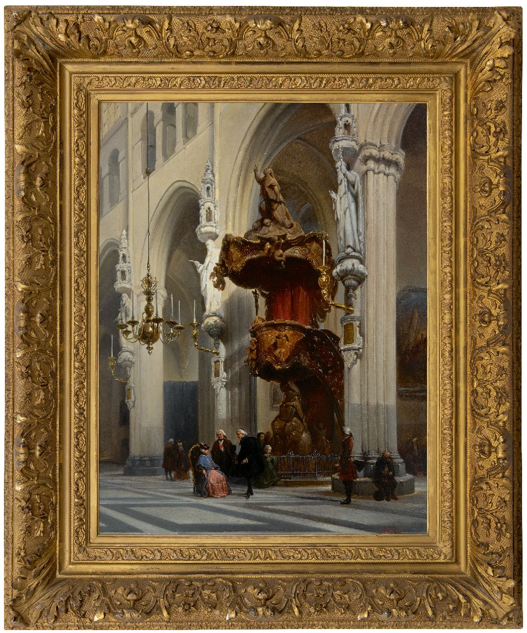 Bosboom J.  | Johannes Bosboom | Gemälde zum Verkauf angeboten | Der Innenraum des Onze Lieve Vrouwe Kirche in Brügge, Öl auf Holz 67,9 x 51,8 cm, Unterzeichnet u.r.
