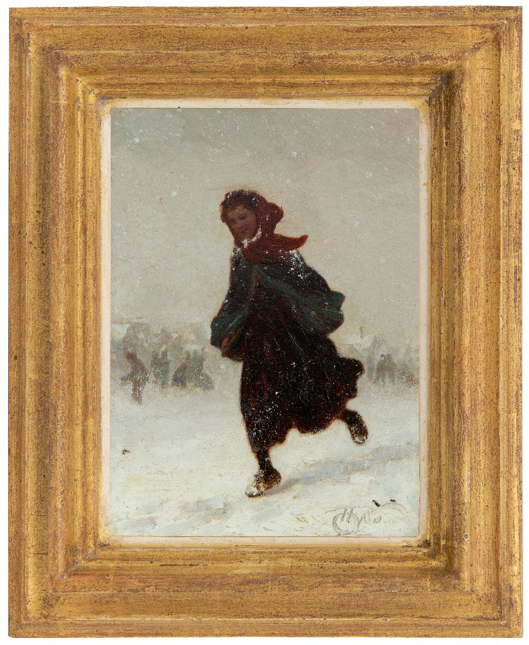 Seben H. van | Henri van Seben, Nach Hause durch den Schnee, Öl auf Holz 21,9 x 15,9 cm, Unterzeichnet u.r.