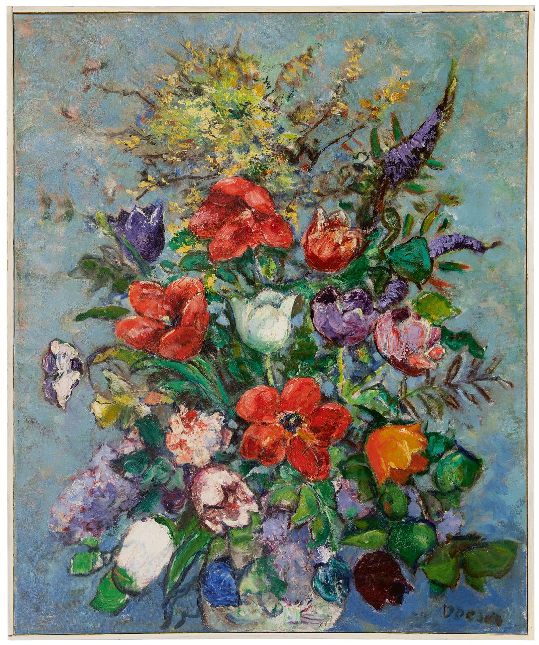 Doeser J.J.  | 'Jacobus' Johannes Doeser | Gemälde zum Verkauf angeboten | Sommerblumen, Öl auf Leinwand 94,8 x 78,0 cm, Unterzeichnet u.r.