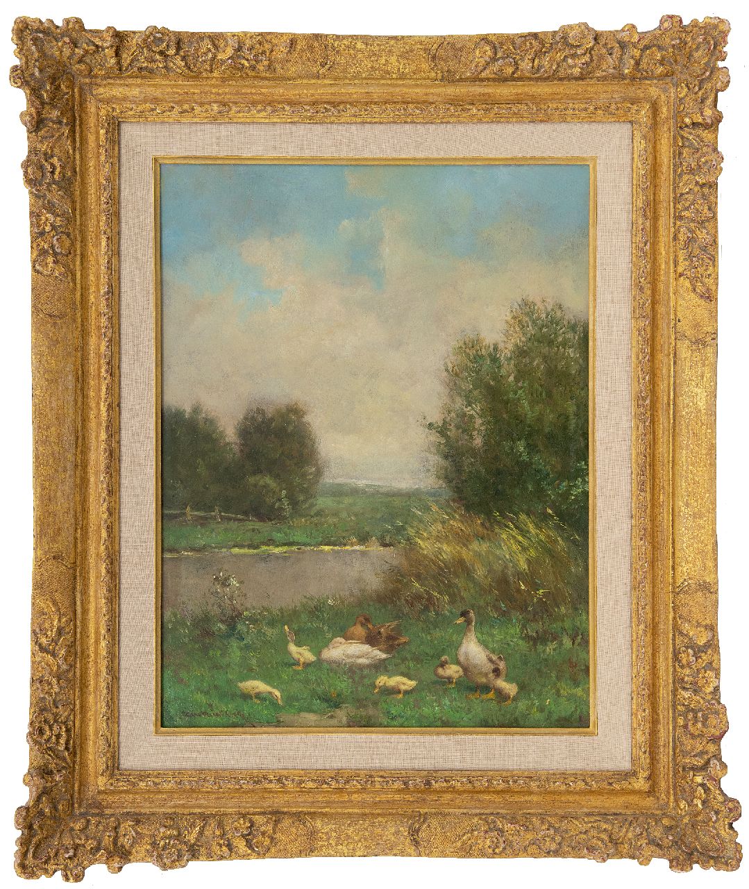 Artz C.D.L.  | 'Constant' David Ludovic Artz | Gemälde zum Verkauf angeboten | Enten mit Küken am Ufer, Öl auf Holz 39,9 x 30,1 cm, Unterzeichnet u.l.