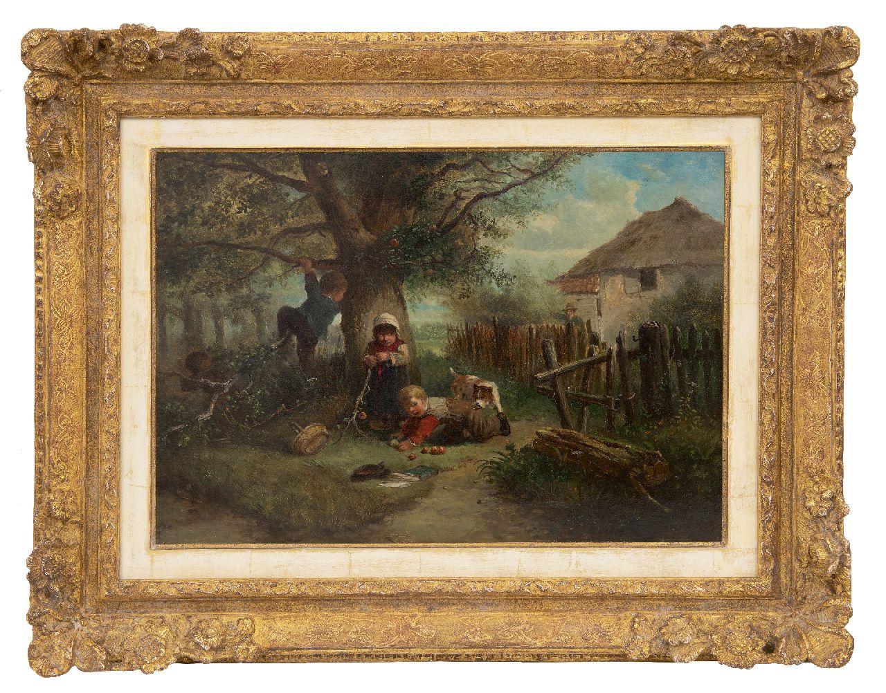 Kate J.M.H. ten | Johan 'Mari' Henri ten Kate | Gemälde zum Verkauf angeboten | Die kleinen Apfeldiebe, Öl auf Holz 30,6 x 44,0 cm, Unterzeichnet u.r.