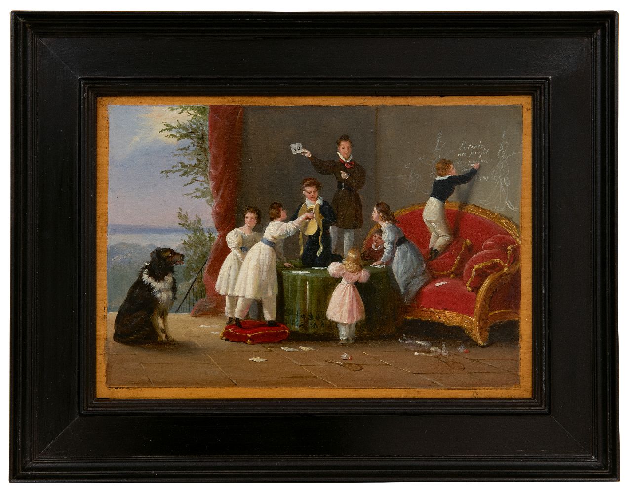 Pingret E.H.T.  | Édouard Henri Théophile Pingret | Gemälde zum Verkauf angeboten | Die Armenlotterie, Öl auf Holz 17,5 x 25,3 cm, Unterzeichnet u.r. und datiert 1831