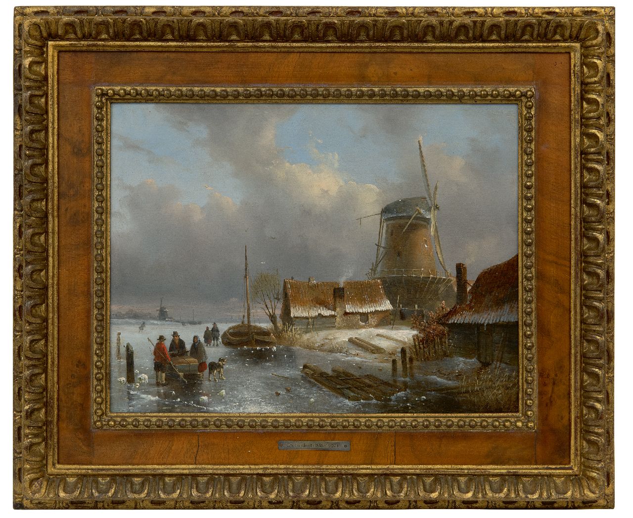 Leickert C.H.J.  | 'Charles' Henri Joseph Leickert | Gemälde zum Verkauf angeboten | Holländische Winterlandschaft mit Güterschlitten und Figuren auf dem Eis, Öl auf Holz 24,4 x 32,5 cm, Unterzeichnet u.r.