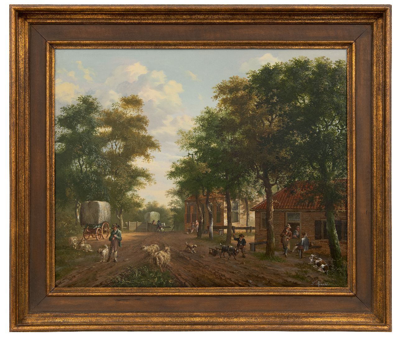 Renard F.T.  | Fredericus Theodorus Renard | Gemälde zum Verkauf angeboten | Ländliche Aktivitäten in einem Dorf, Öl auf Holz 52,1 x 63,4 cm, Unterzeichnet u.r.