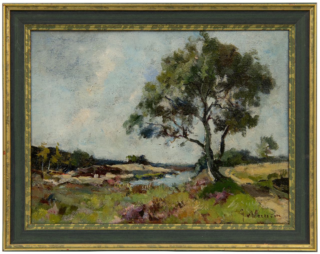 Vuuren J. van | Jan van Vuuren | Gemälde zum Verkauf angeboten | Heidelandschaft, Öl auf Leinwand 19,2 x 25,4 cm, Unterzeichnet u.r.
