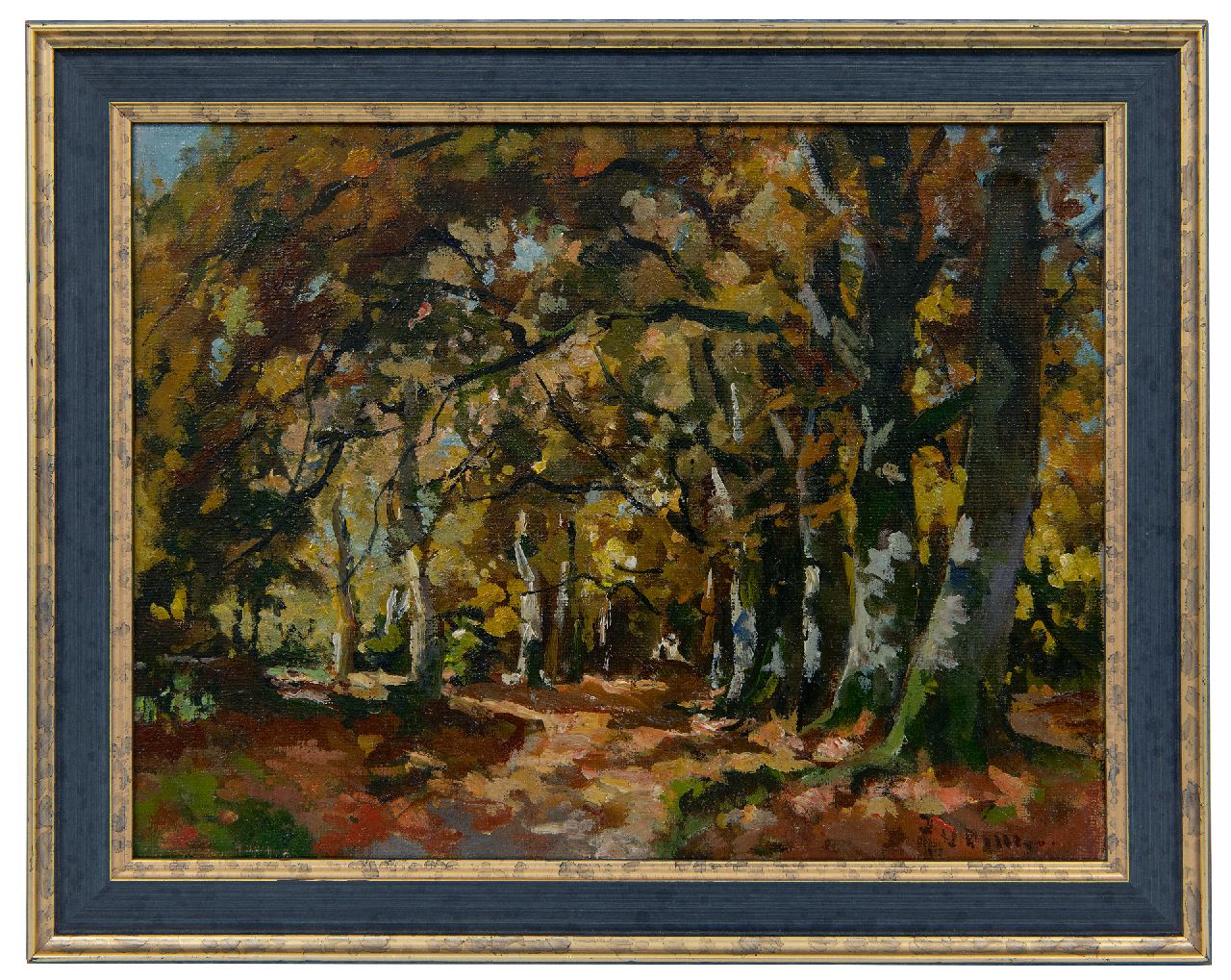 Vuuren J. van | Jan van Vuuren, Herbstwald, Öl auf Leinwand 19,2 x 25,2 cm, Unterzeichnet u.r.