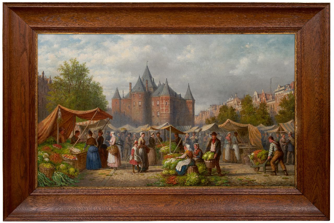 Scheerboom A.  | Andries Scheerboom | Gemälde zum Verkauf angeboten | Gemüsemarkt an der Waag in Amsterdam, Öl auf Leinwand 76,3 x 127,4 cm, Unterzeichnet u.r.
