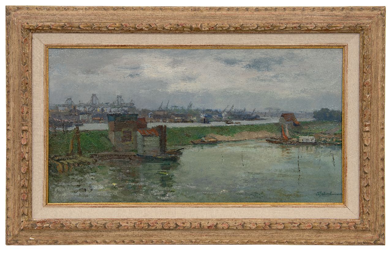 Schulman D. | David Schulman | Gemälde zum Verkauf angeboten | Blick auf den Amsterdam-Rheinkanaal, Öl auf Leinwand 40,5 x 75,0 cm, Unterzeichnet u.r. und zu datieren 1960 Schulman D. | David Schulman | Gemälde zum Verkauf angeboten | Blick auf den Amsterdam-Rheinkanaal, Öl auf Leinwand 40,5 x 75,0 cm, Unterzeichnet u.r. und zu datieren 1960