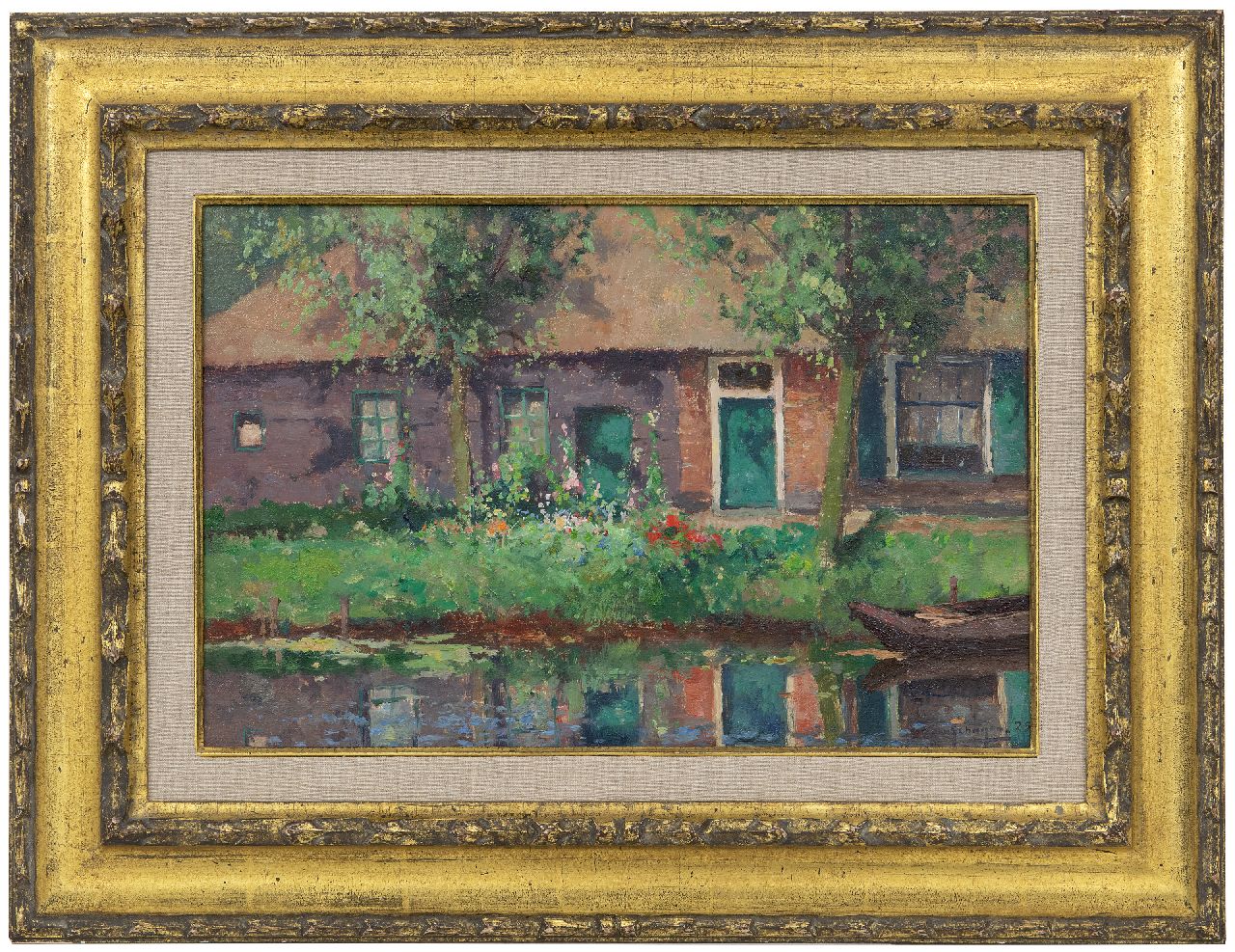 Schagen G.F. van | Gerbrand Frederik van Schagen, Bauernhof am Wasser, Öl auf Leinwand 28,7 x 42,9 cm, Unterzeichnet u.r. und datiert '25