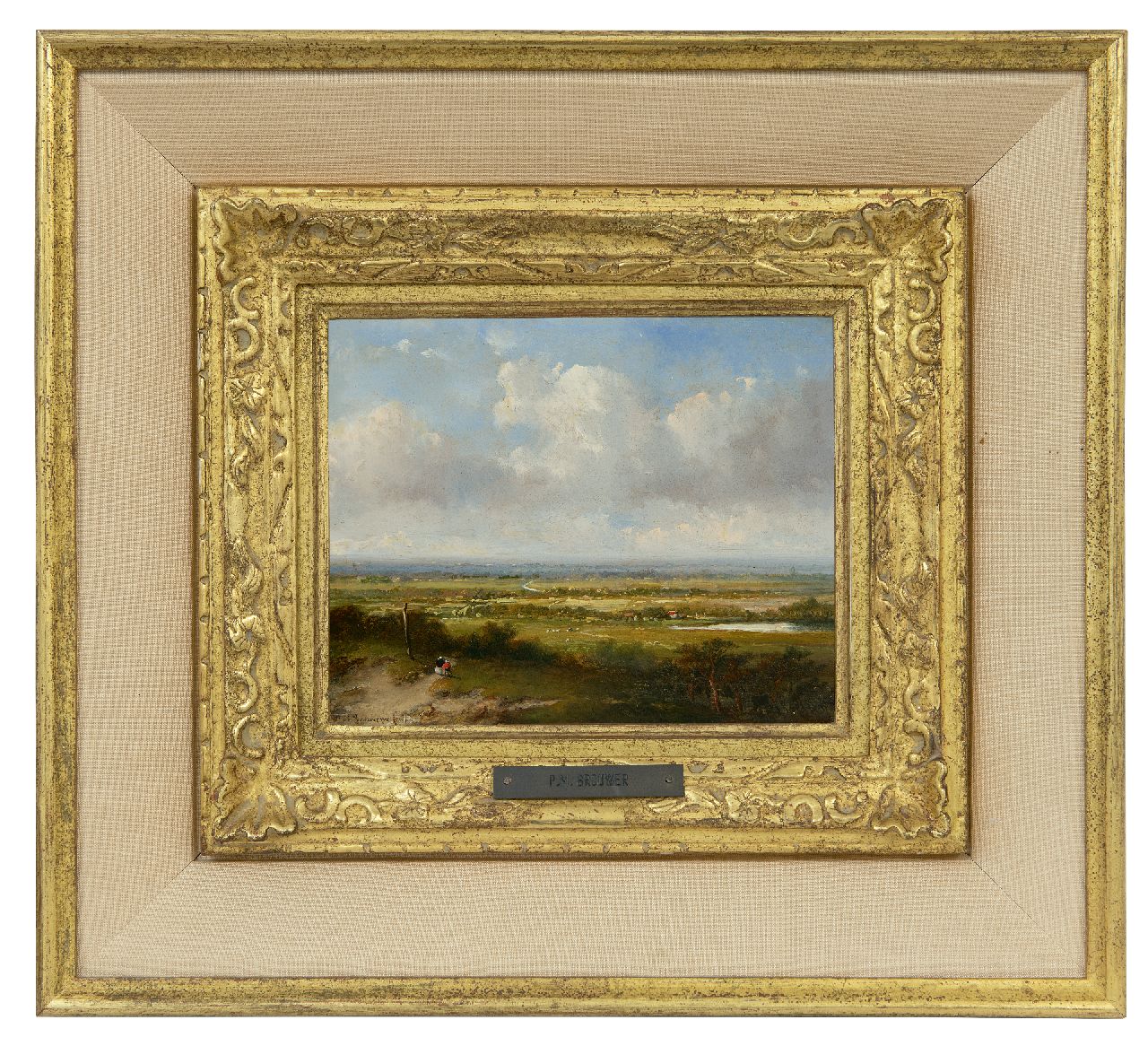 Brouwer P.M.  | Petrus Marius Brouwer, Sommerlandschaft, Öl auf Holz 13,7 x 16,5 cm, Unterzeichnet u.l.