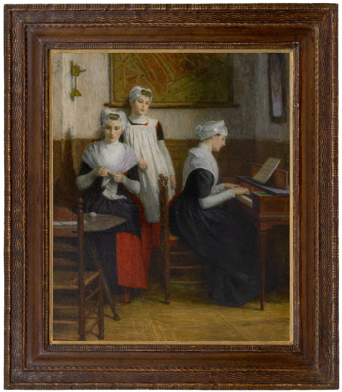 Waay N. van der | Nicolaas van der Waay, Drei Amsterdamer Waisenmädchen, Öl auf Leinwand 71,5 x 60,3 cm, Unterzeichnet m.r.
