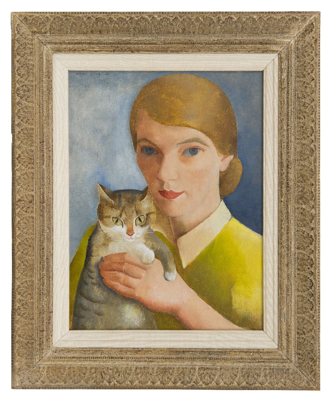 Góth C.  | Charlotte 'Sarika' Góth, Selbstporträt mit Katze, Öl auf Leinwand 40,0 x 30,2 cm, Unterzeichnet o.l. und datiert nov. 1934