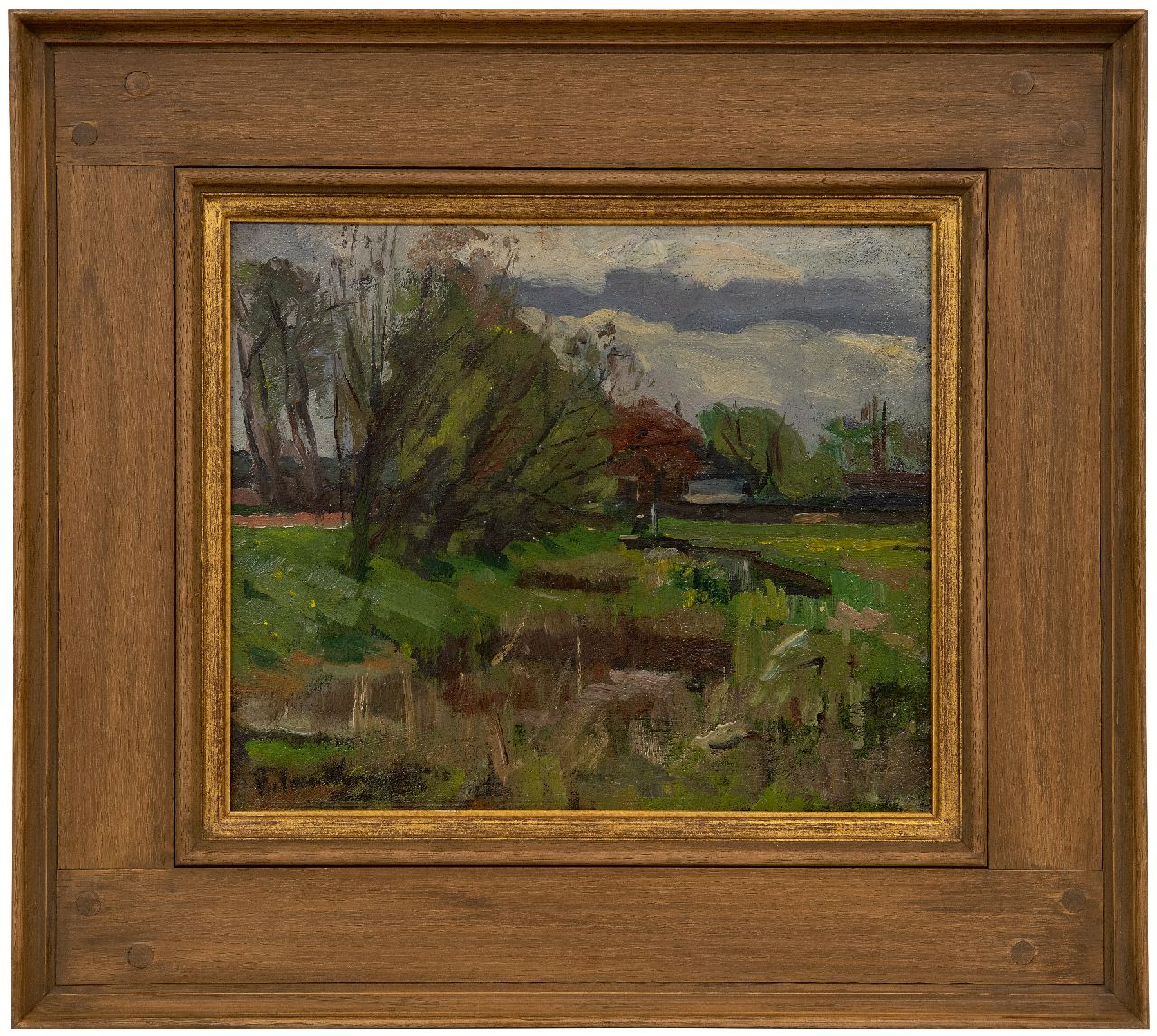 Wijngaerdt P.T. van | Petrus Theodorus 'Piet' van Wijngaerdt | Gemälde zum Verkauf angeboten | Landschaft bei Amstelveen, Öl auf Holz 30,2 x 36,0 cm, Unterzeichnet u.l. und datiert '03