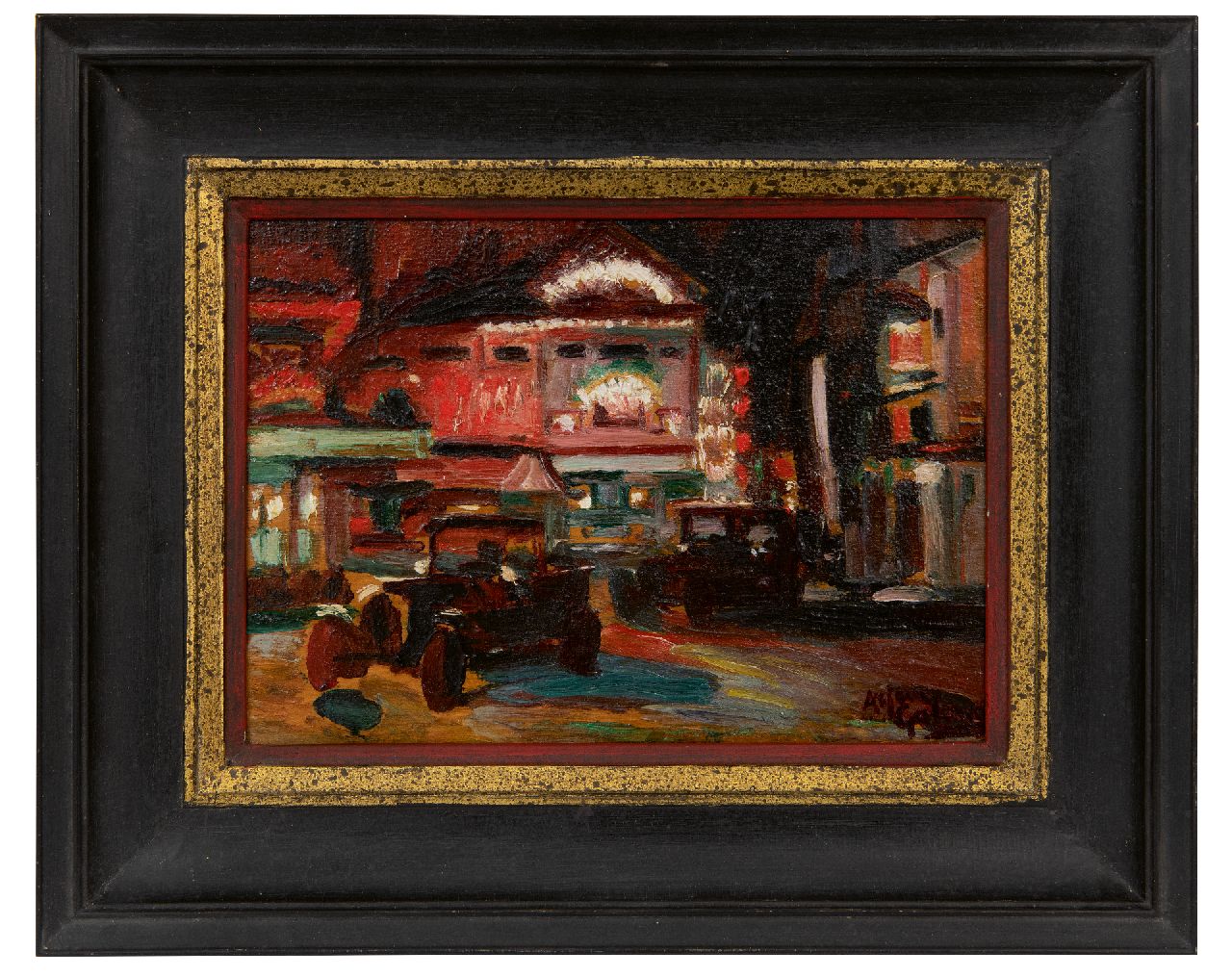 Galema A.  | Arjen Galema | Gemälde zum Verkauf angeboten | Place Pigalle in Paris bei Nacht, Öl auf Holz 15,8 x 22,0 cm, Unterzeichnet u.r. und zu datieren um 1918-1925