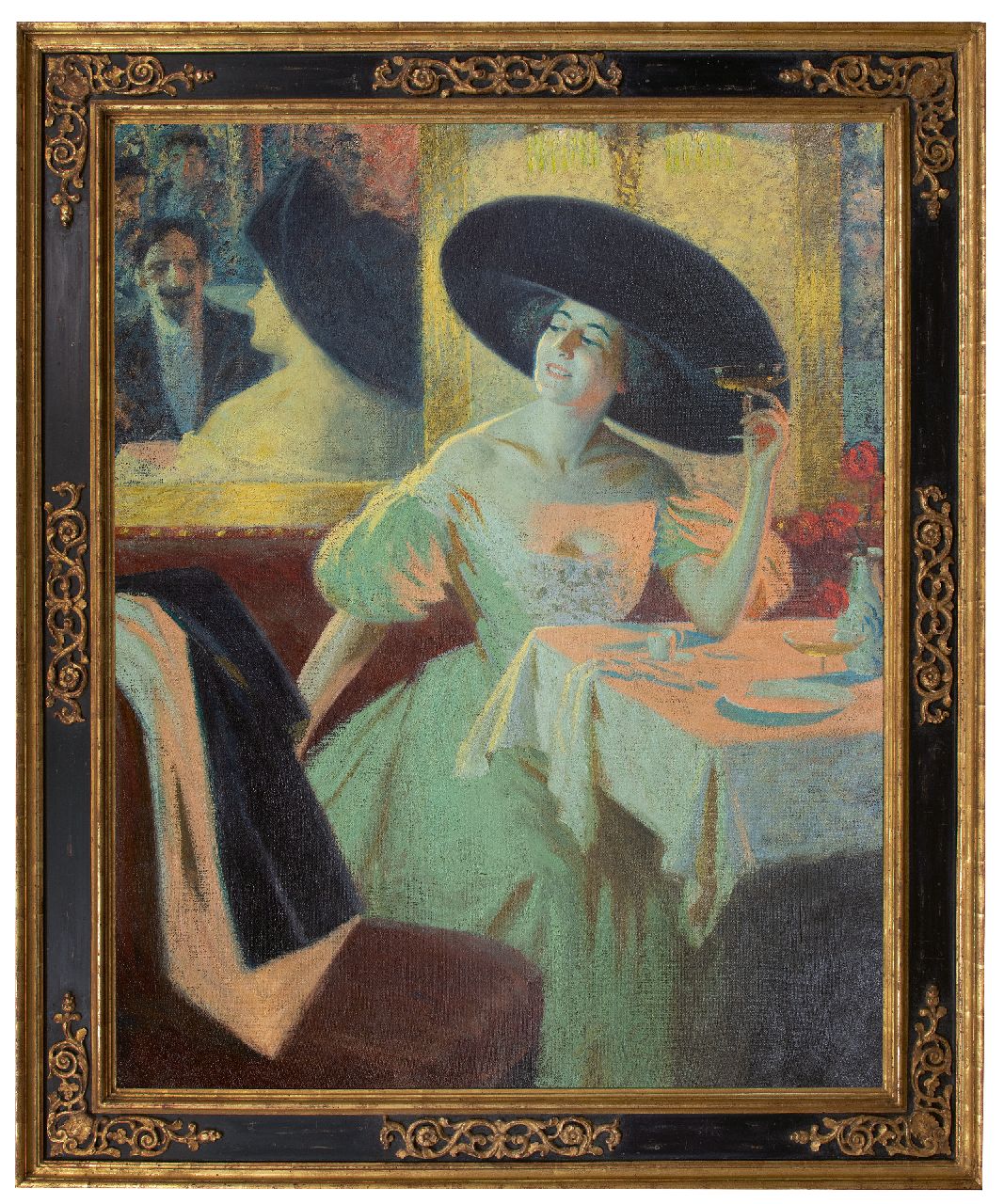 Reynolds W.J.  | 'Wellington' Jarard Reynolds, Au Café Parisienne, Öl auf Leinwand 142,5 x 112,5 cm, Unterzeichnet im Verso