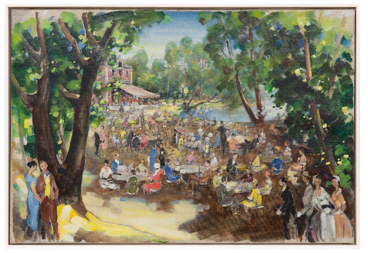 Kruizinga D.  | Dirk Kruizinga | Gemälde zum Verkauf angeboten | Terrasse in einem Park, Öl auf Leinwand 60,0 x 89,9 cm