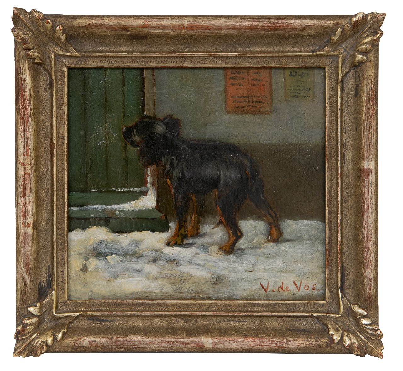Vos V. de | Vincent de Vos | Gemälde zum Verkauf angeboten | Am Ziel angekommen, Öl auf Leinwand 15,6 x 17,1 cm, Unterzeichnet u.r.