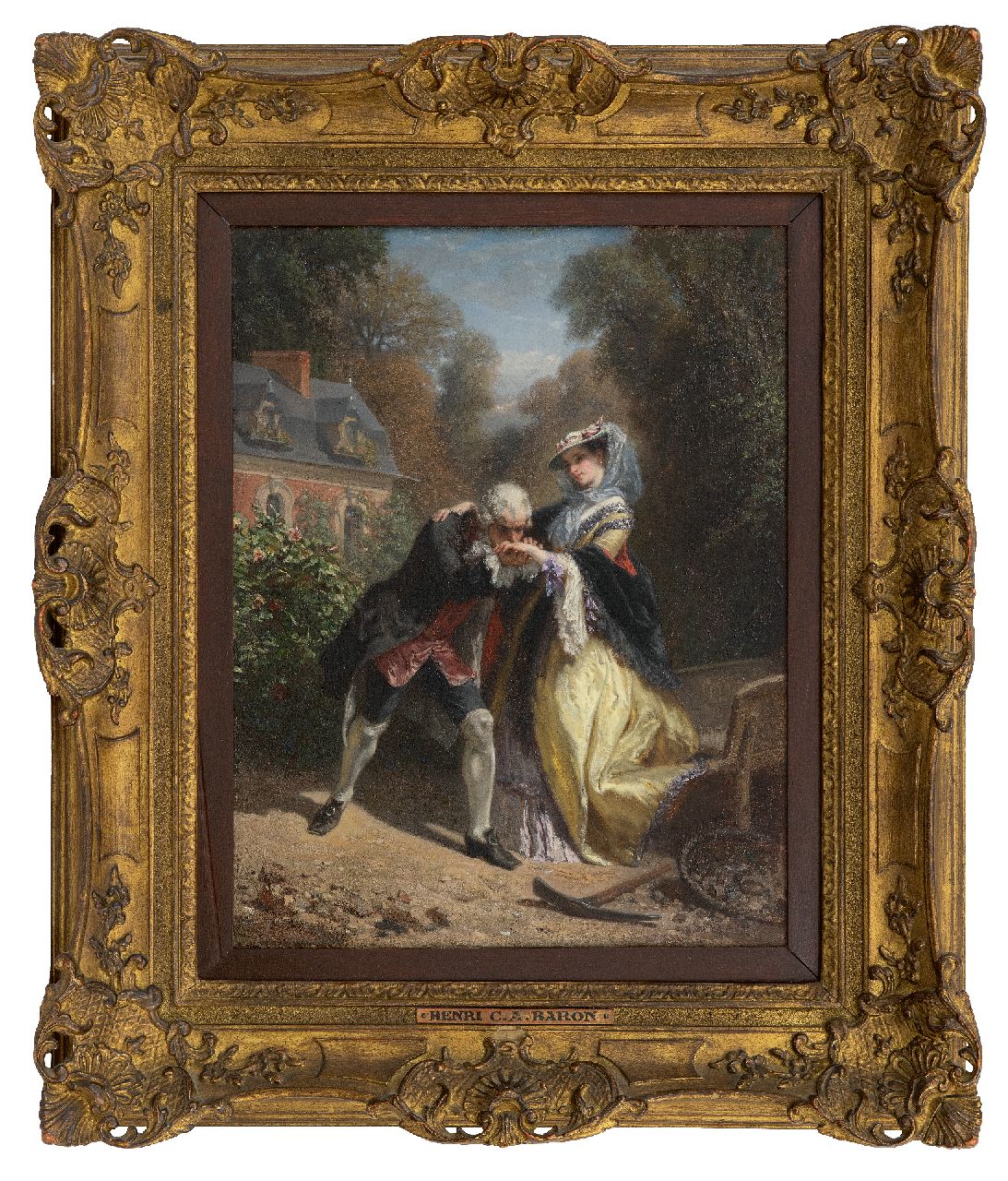 Baron H.C.A.  | 'Henri' Charles Antoine Baron | Gemälde zum Verkauf angeboten | Der Handkuss, Öl auf Tafel 36,2 x 28,3 cm, Unterzeichnet m.r.