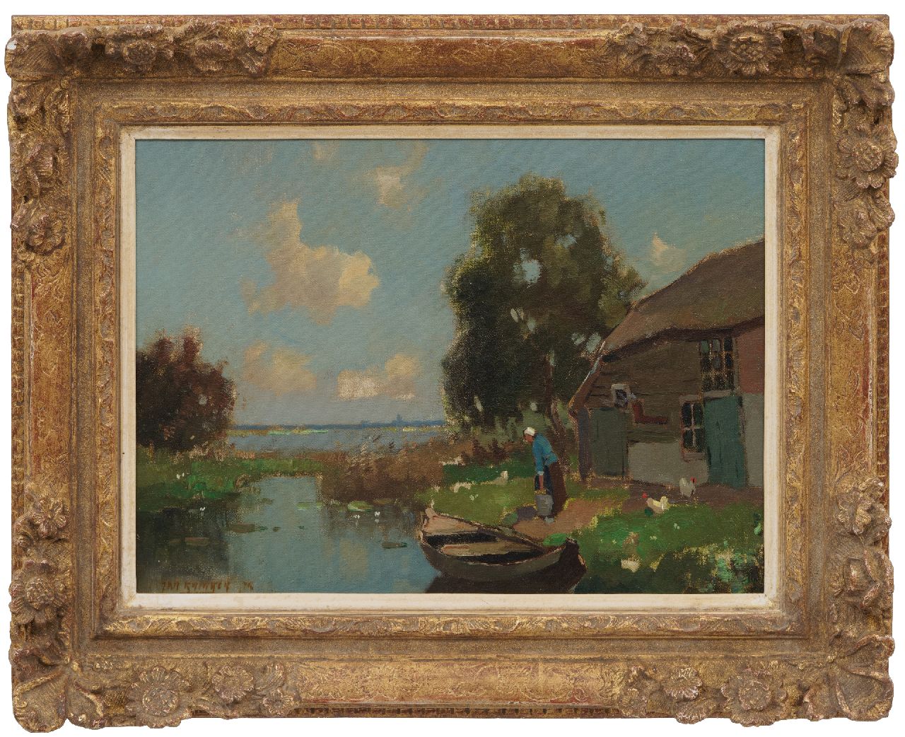 Knikker jr. J.S.  | 'Jan' Simon  Knikker jr. | Gemälde zum Verkauf angeboten | Hof am See, Öl auf Leinwand 30,5 x 40,4 cm, Unterzeichnet u.l. und datiert '75