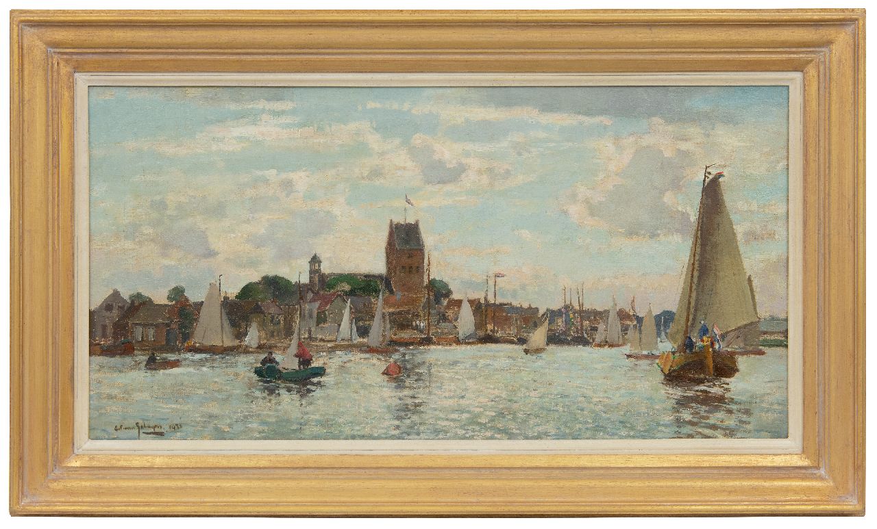 Schagen G.F. van | Gerbrand Frederik van Schagen | Gemälde zum Verkauf angeboten | Zurück vom Segelrennen in Grou, Öl auf Leinwand 30,0 x 50,0 cm, datiert 1931