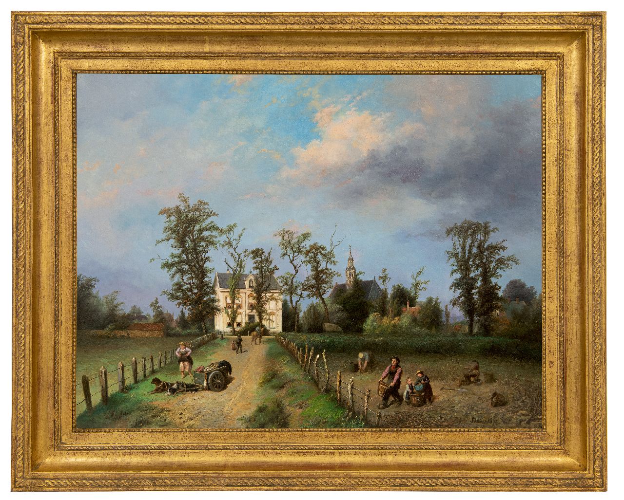 Fabius J.  | Jan Fabius, Blick auf den Achterweg in Heemstede mit dem neuen Pfarrhaus und der Oude Kerk, Öl auf Leinwand  auf Holzfaser 49,4 x 64,4 cm, Unterzeichnet u.r. und datiert 1875