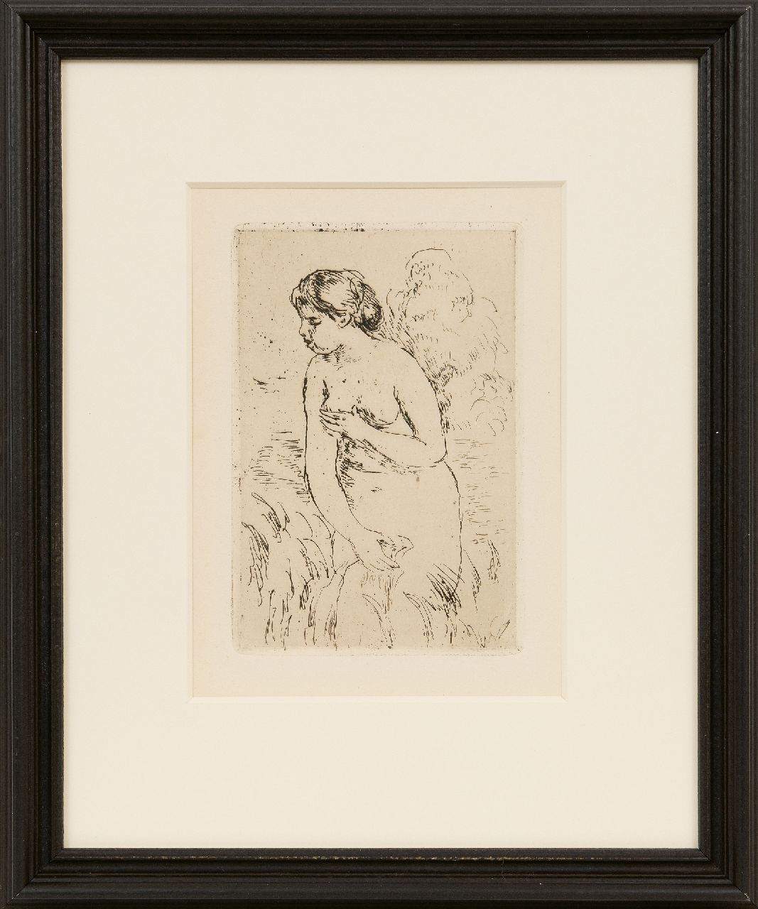 Renoir P.A.  | Pierre 'Auguste' Renoir | Grafik zum Verkauf angeboten | Baigneuse debout à mi-jambes, Radierung 16,7 x 11,2 cm, zu datieren um 1910