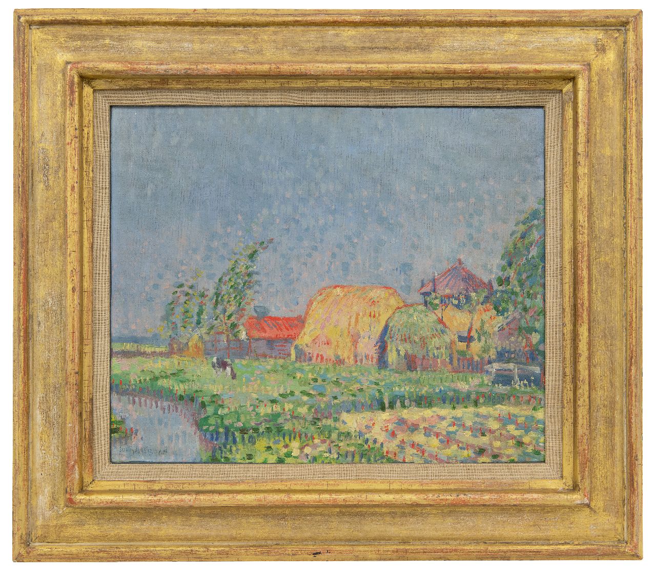 Saalborn L.A.A.  | 'Louis' Alexander Abraham Saalborn, Sommerlandschaft mit Bauernhof und Heuhaufen, Öl auf Leinwand 31,8 x 38,3 cm, Unterzeichnet u.l.