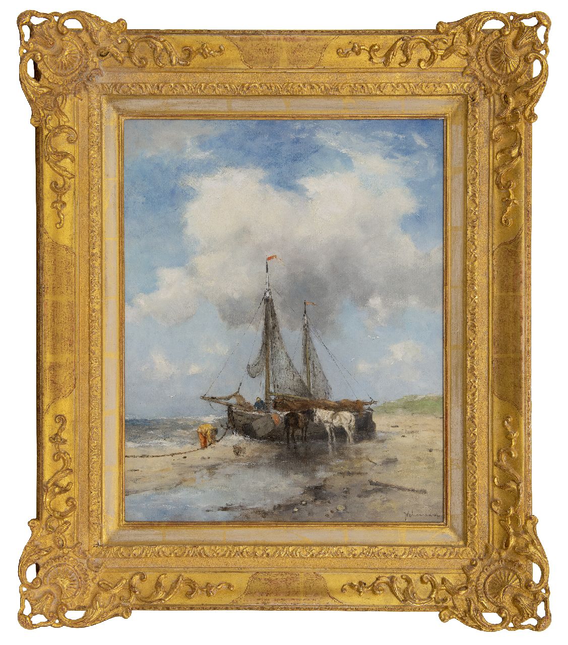 Scherrewitz J.F.C.  | Johan Frederik Cornelis Scherrewitz | Gemälde zum Verkauf angeboten | Fischerboote am Strand, Öl auf Leinwand 50,5 x 40,5 cm, Unterzeichnet u.r.