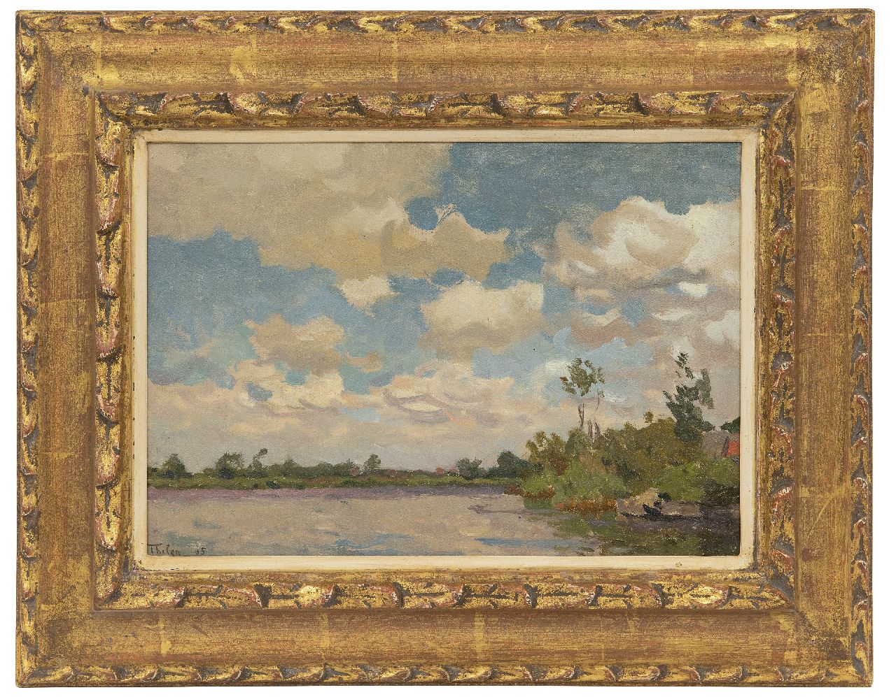 Tholen W.B.  | Willem Bastiaan Tholen, Fluss an einem windigen Tag, Öl auf Leinwand auf Holz 20,3 x 28,5 cm, Unterzeichnet u.l. und datiert '05