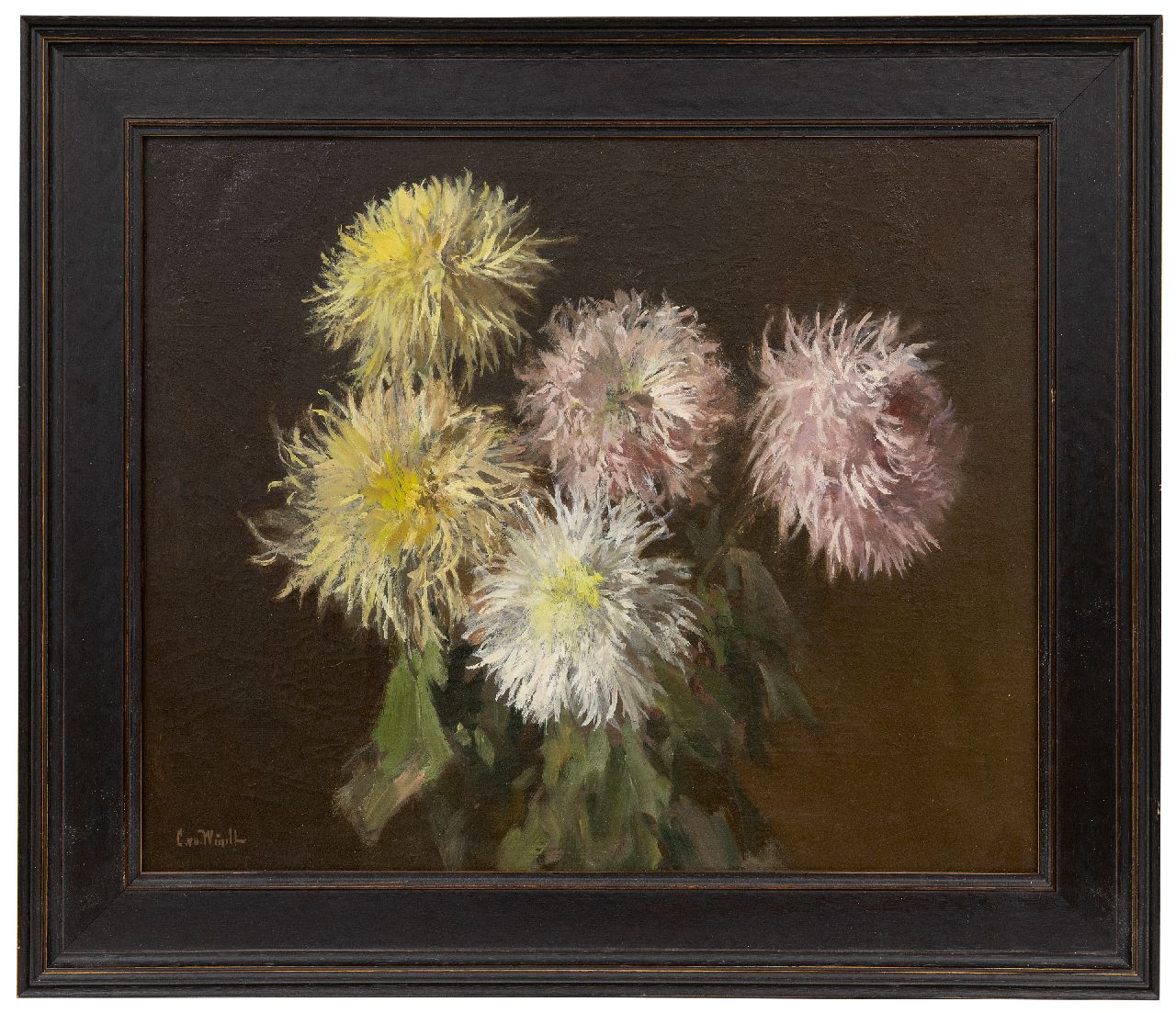 Windt Ch. van der | Christophe 'Chris' van der Windt | Gemälde zum Verkauf angeboten | Chrysanthemen, Öl auf Leinwand 45,2 x 55,3 cm, Unterzeichnet u.l.