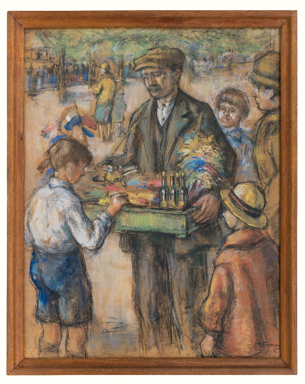 Fresco A.  | Abraham Fresco, Straßenverkäufer, Pastell auf Papier 56,9 x 44,0 cm, Unterzeichnet u.r.