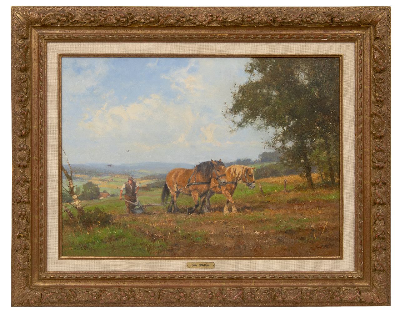 Holtrup J.  | Jan Holtrup | Gemälde zum Verkauf angeboten | Pflügender Bauer bei Groesbeek, oil on canvas 50,1 x 69,9 cm, Unterzeichnet u.l.