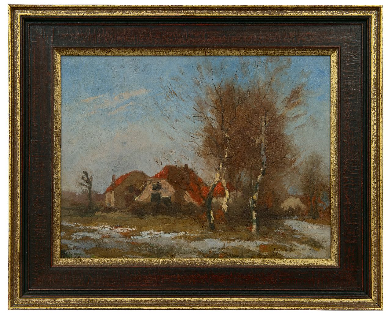 Stegeman G.  | Gerrit 'Gert' Stegeman | Gemälde zum Verkauf angeboten | Landschaft mit schmelzendem Schnee, Öl auf Leinwand 31,8 x 42,2 cm, Unterzeichnet u.r.