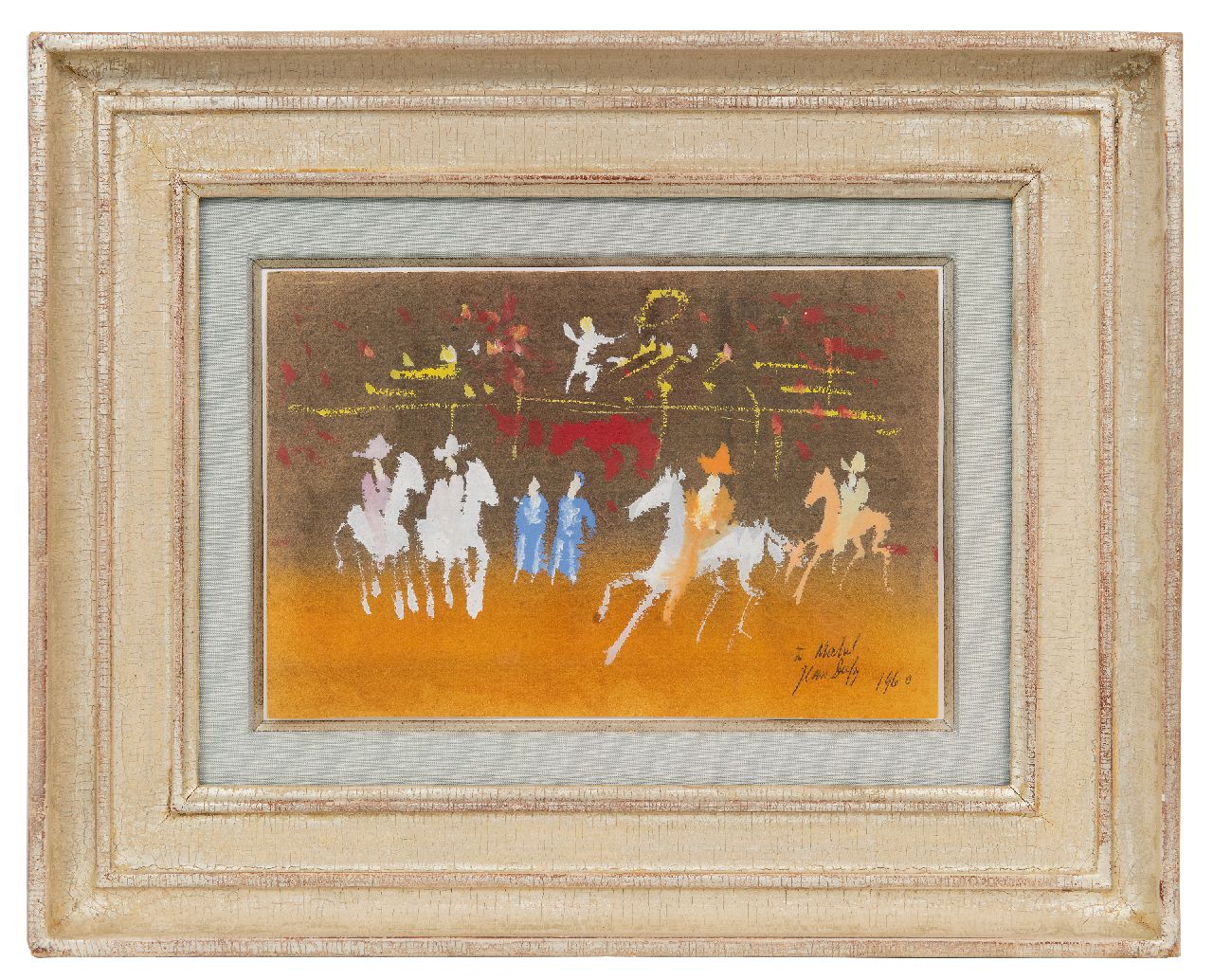 Dufy J.  | Jean Dufy | Aquarelle und Zeichnungen zum Verkauf angeboten | Mexikanische Parade, Gouache auf Papier 13,7 x 20,5 cm, Unterzeichnet u.r. und datiert 1960