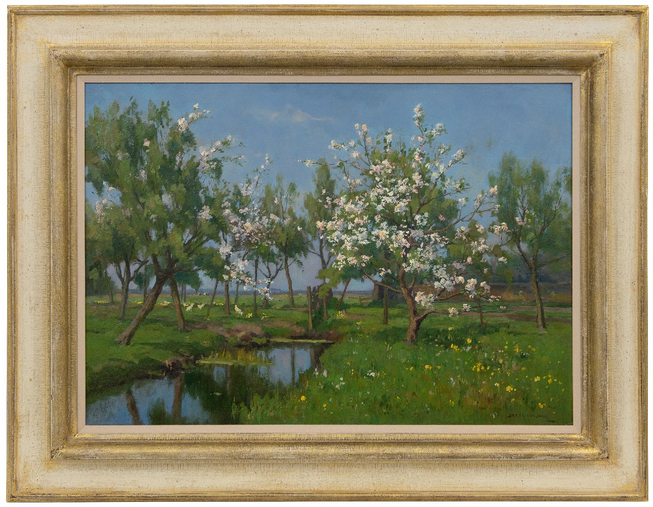 Beek B.A. van | Bernardus Antonie van Beek | Gemälde zum Verkauf angeboten | Frühlingslandschaft, Öl auf Malereifaser 49,7 x 70,2 cm, Unterzeichnet u.r.