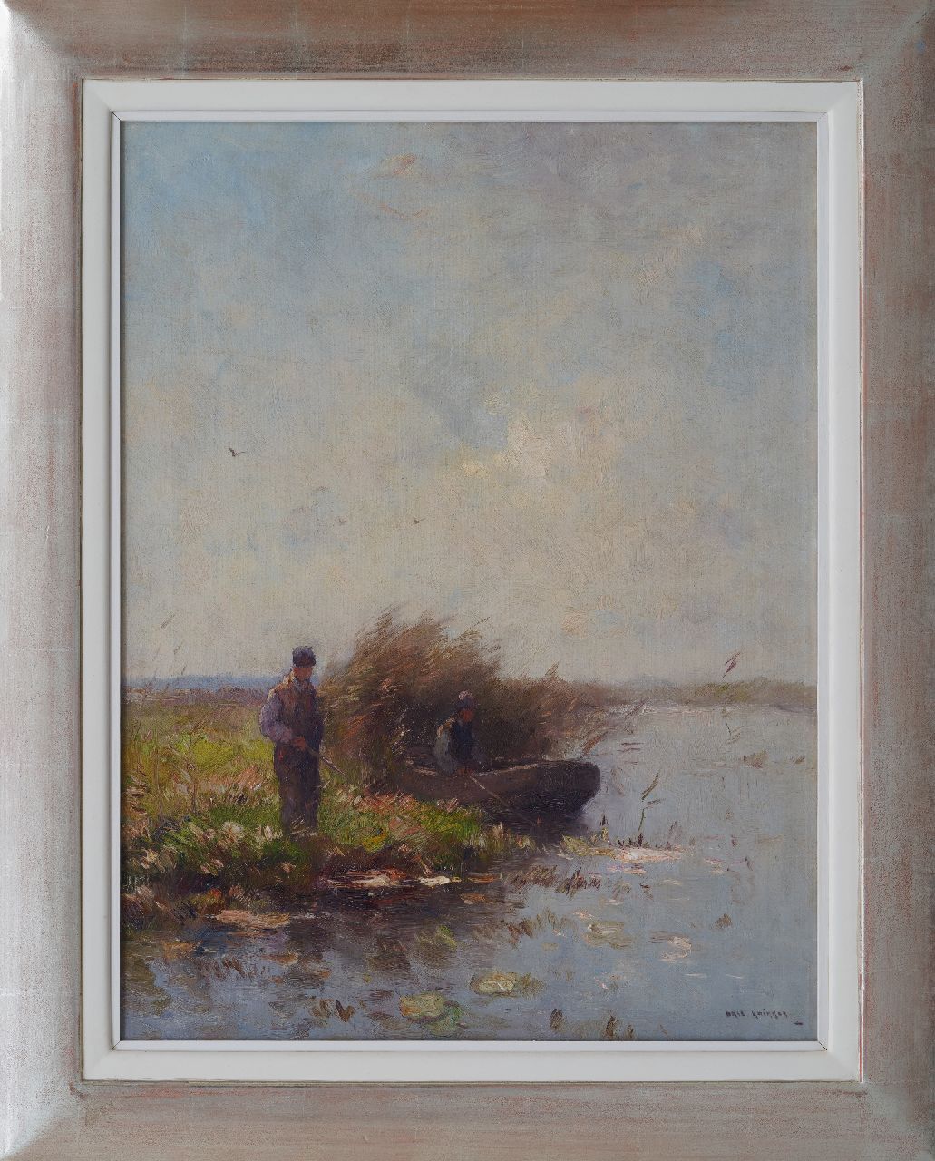 Knikker A.  | Aris Knikker | Gemälde zum Verkauf angeboten | Angler im Schilf, Öl auf Leinwand 65,2 x 49,5 cm, Unterzeichnet u.r.