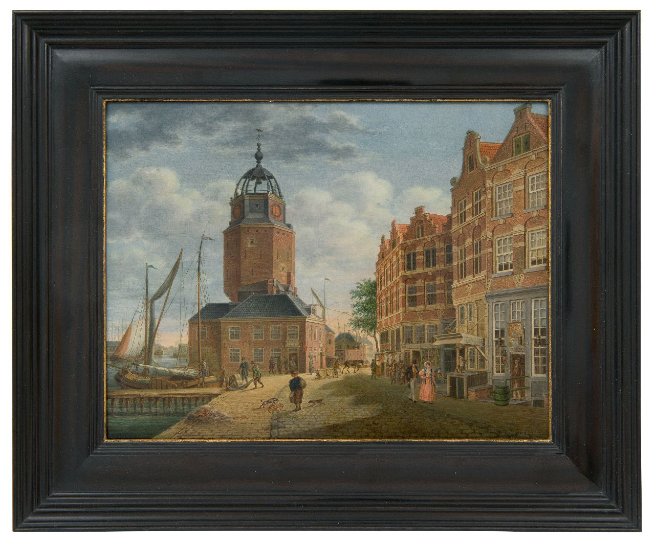 Zijderveld W.  | Willem Zijderveld | Gemälde zum Verkauf angeboten | Stadtbild mit Kai und Innenhafen, Öl auf Holz 25,6 x 33,2 cm, Unterzeichnet u.r.