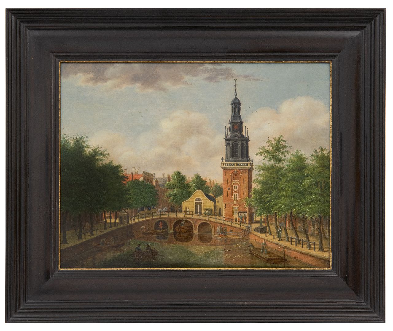 Zijderveld W.  | Willem Zijderveld | Gemälde zum Verkauf angeboten | Stadtbild mit Kanal und Turm, Öl auf Holz 25,6 x 33,4 cm, Unterzeichnet u.l. (undeutlich)