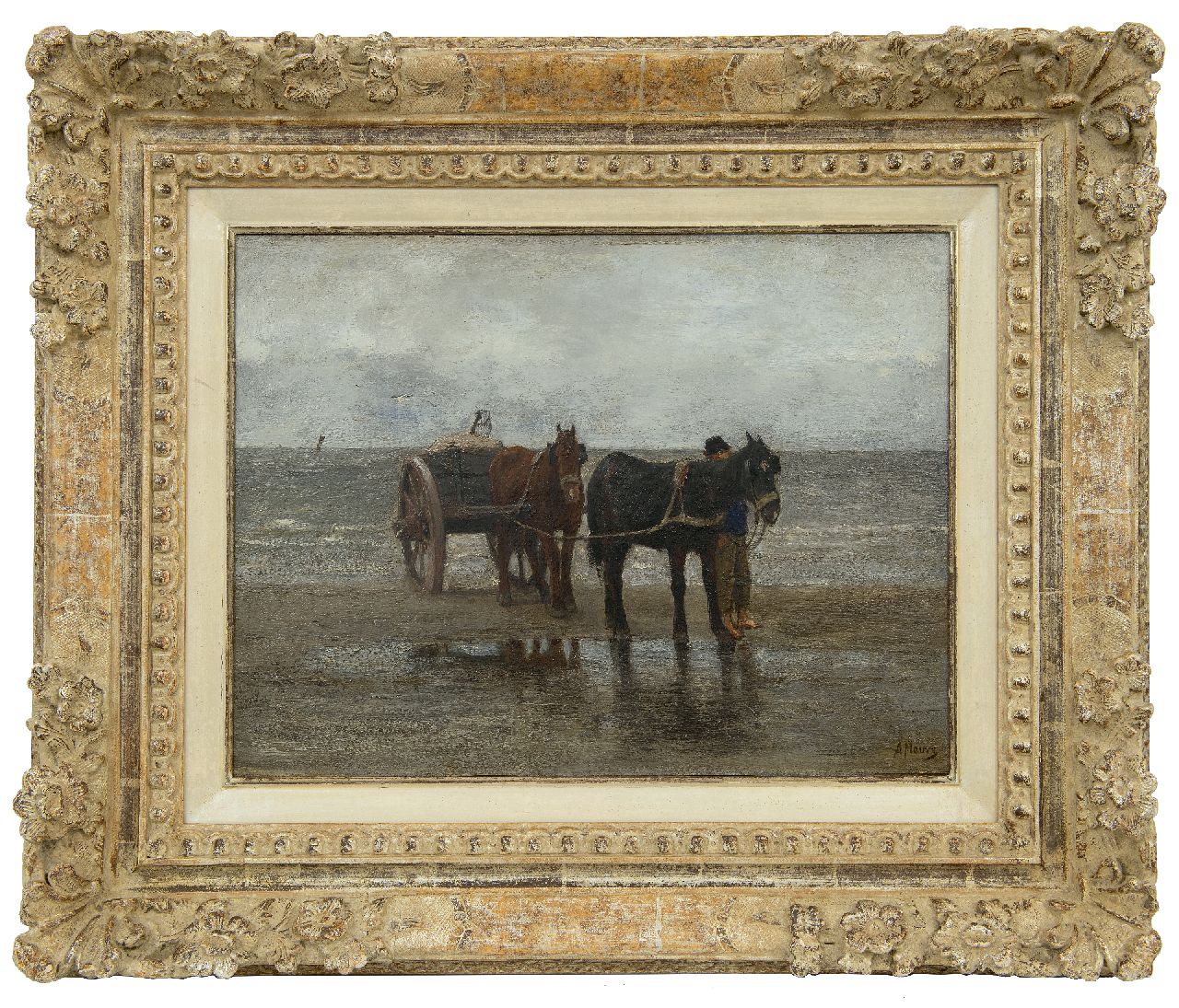 Mauve A.  | Anthonij 'Anton' Mauve | Gemälde zum Verkauf angeboten | Muschelfischer am Strand, Öl auf Holz 31,7 x 43,8 cm, Unterzeichnet r.u.