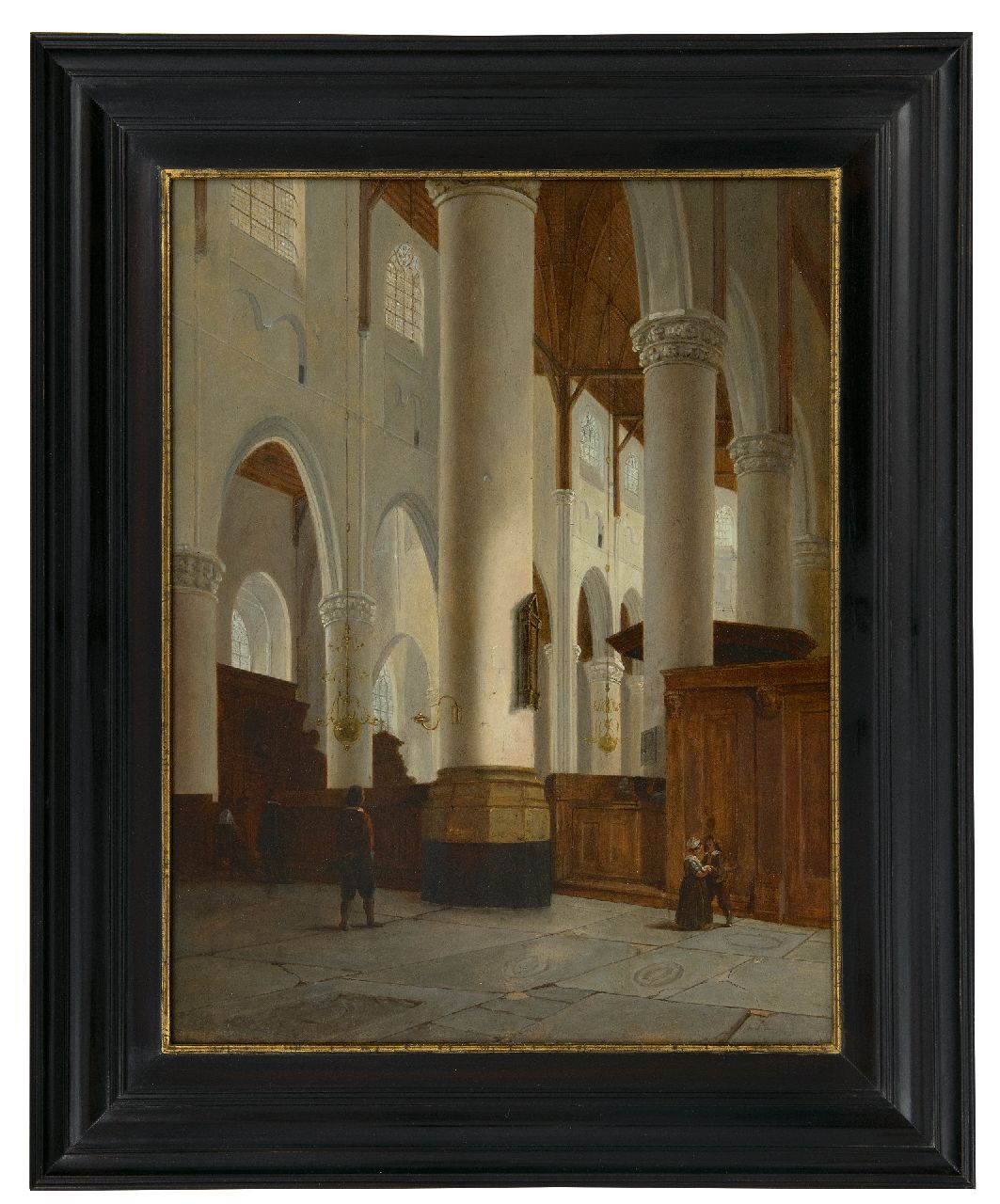 Tetar van Elven J.B.  | Jan 'Johannes' Baptist Tetar van Elven | Gemälde zum Verkauf angeboten | Innenraum der Laurenskirche in Rotterdam, Öl auf Holz 42,8 x 33,3 cm, Unterzeichnet u.l. mit Initialen