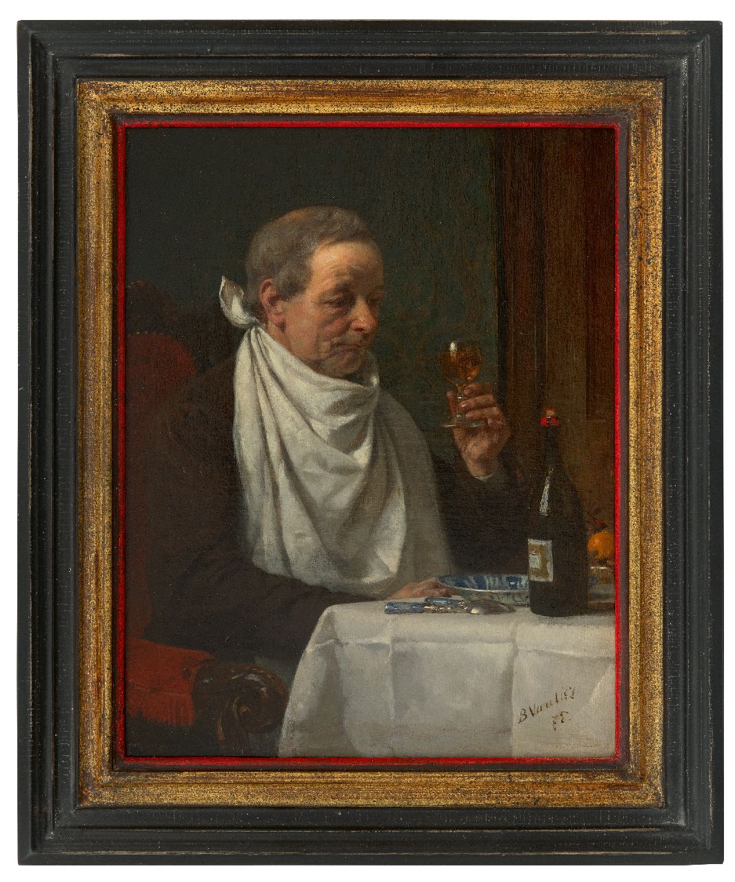 Vautier I M.L.B.  | Marc Louis 'Benjamin' Vautier I | Gemälde zum Verkauf angeboten | Der Genießer, Öl auf Leinwand 35,2 x 27,6 cm, Unterzeichnet u.r. und datiert '75