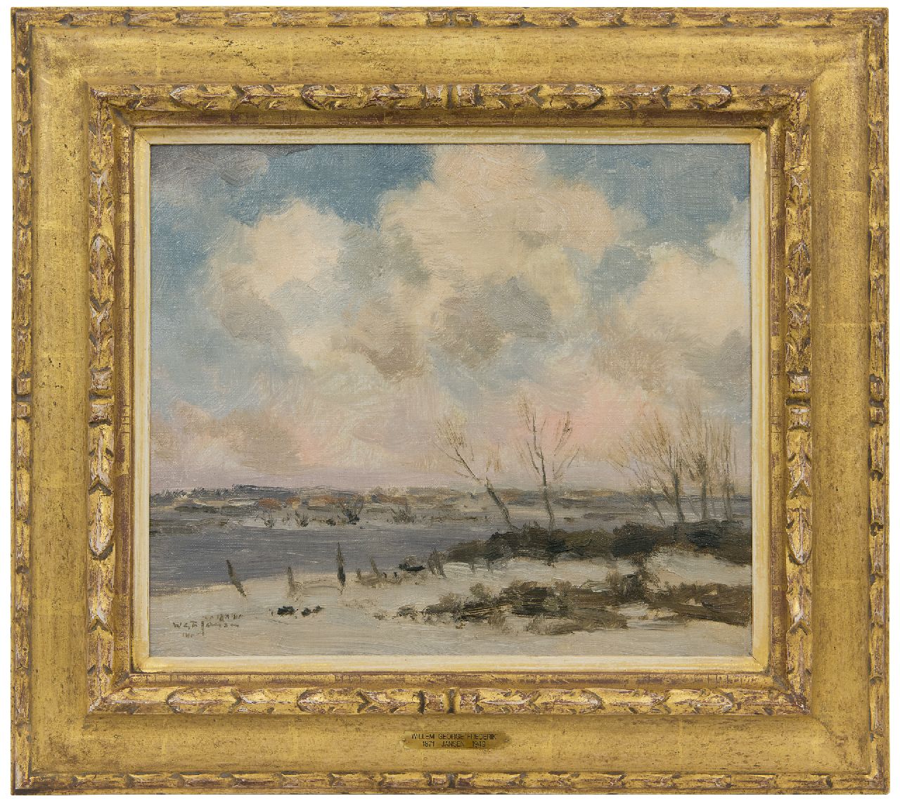Jansen W.G.F.  | 'Willem' George Frederik Jansen, Winterlandschaft, Öl auf Leinwand 30,4 x 35,2 cm, Unterzeichnet u.l.