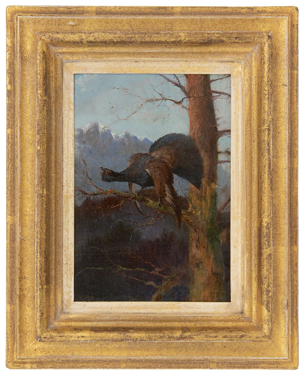 Hänger M.  | Max Hänger | Gemälde zum Verkauf angeboten | Auerhahn nach links blickend, Öl auf Holz 19,2 x 13,2 cm, Unterzeichnet u.l.