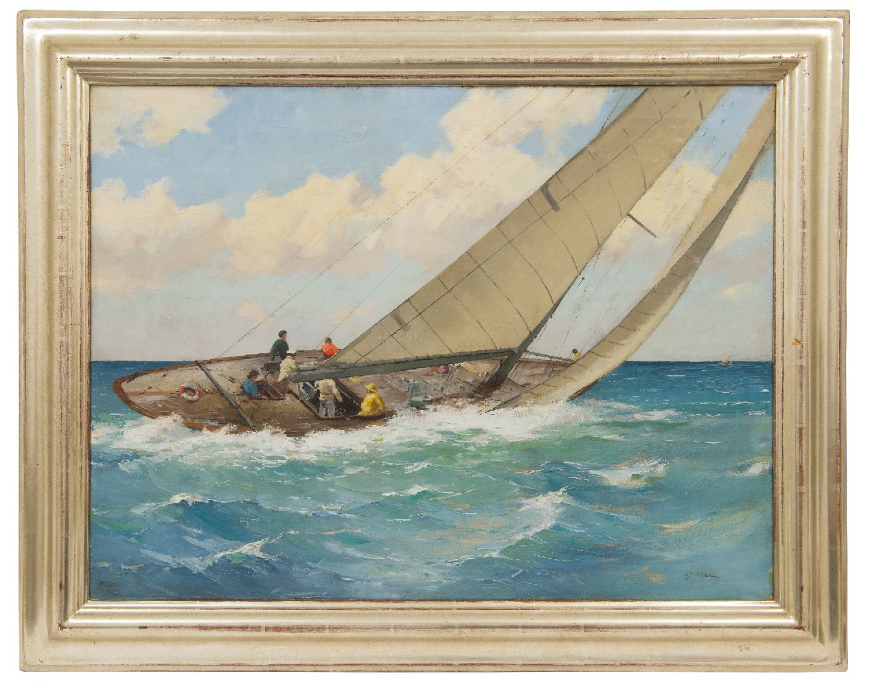 Ligtelijn E.J.  | Evert Jan Ligtelijn, Segelyacht in einer Regatta, Öl auf Leinwand 60,2 x 79,6 cm, Unterzeichnet r.u.