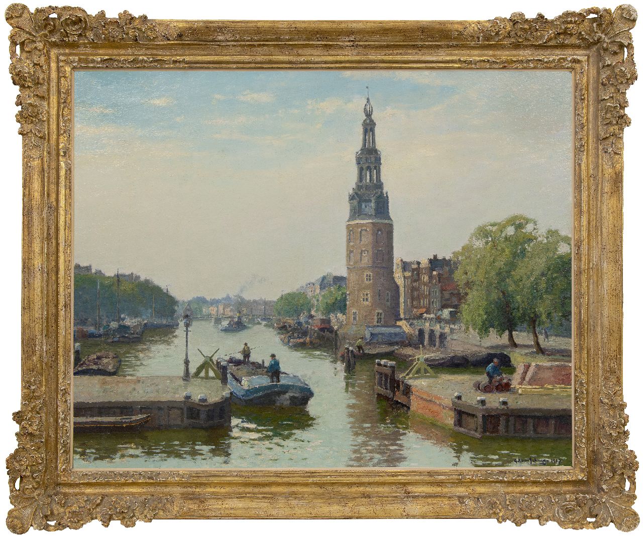 Schagen G.F. van | Gerbrand Frederik van Schagen | Gemälde zum Verkauf angeboten | View of the Montelbaanstoren, Amsterdam, Öl auf Leinwand 80,7 x 100,9 cm, Unterzeichnet u.r. und datiert 1937