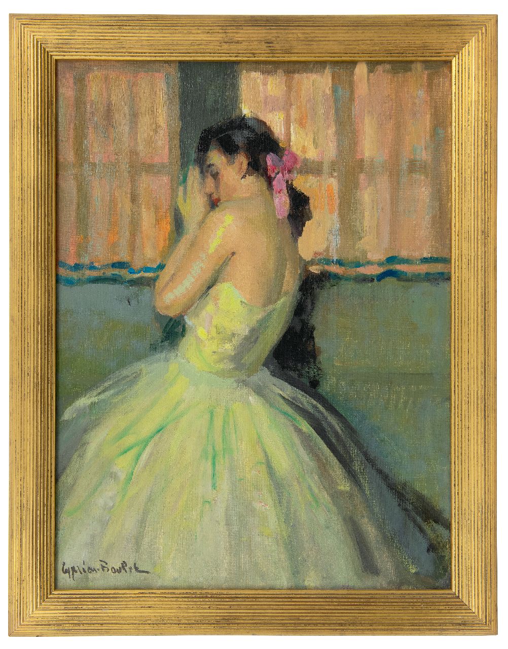 Boulet C.E.  | Cyprien Eugène Boulet | Gemälde zum Verkauf angeboten | Ballerina mit rosa Haarschleife, Öl auf Leinwand 61,1 x 46,1 cm, Unterzeichnet u.l.